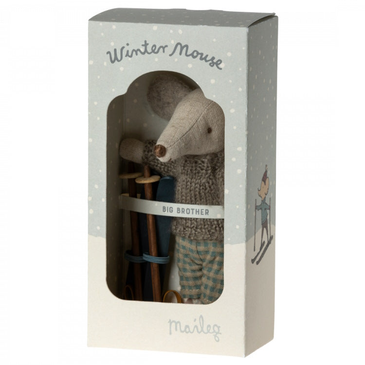 Maileg | Winter Mouse with Skis Big Brother at Milk Tooth Australia