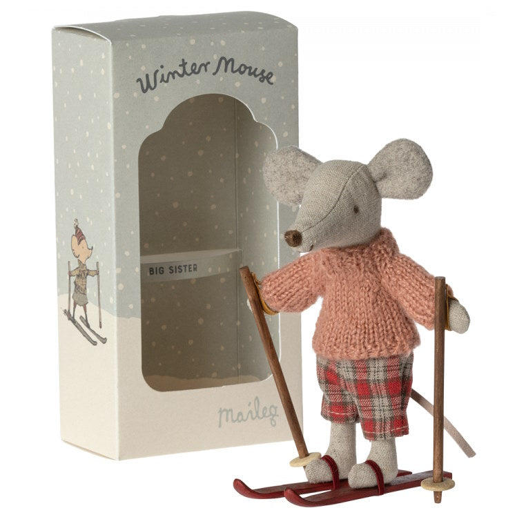Maileg | Winter Mouse with Skis Big Sister at Milk Tooth Australia