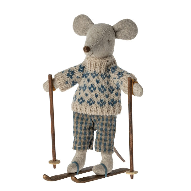Maileg | Winter Mouse with Skis Dad at Milk Tooth