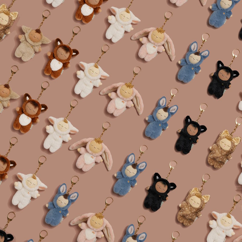 Olli Ella Cozy Bag Charm or Keychain at Milk Tooth Australia Lamb Bunny Cat Fawn Fox at Milk Tooth Australia
