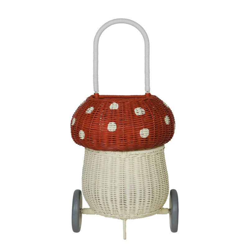 Olli Ella | Rattan Mushroom Luggy Basket Red at Milk Tooth