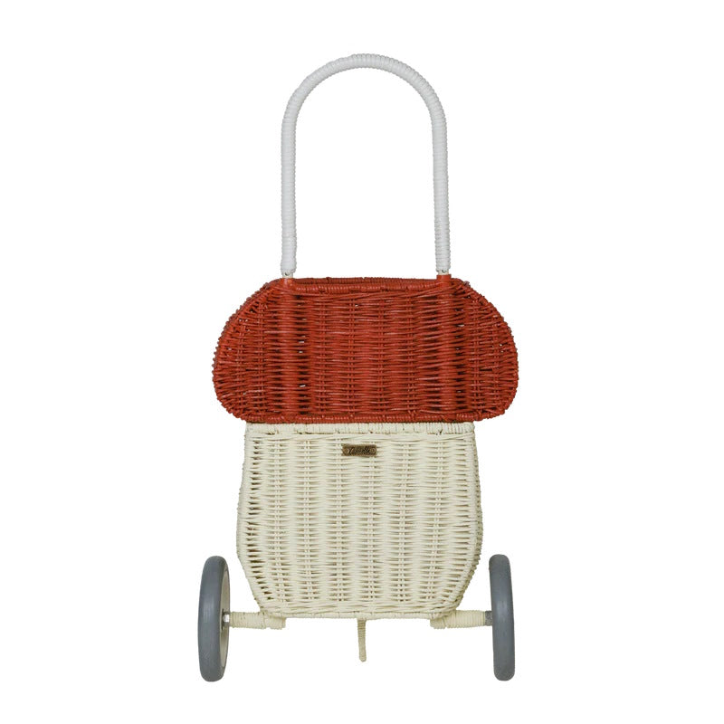 Olli Ella | Rattan Mushroom Luggy Basket Red at Milk Tooth