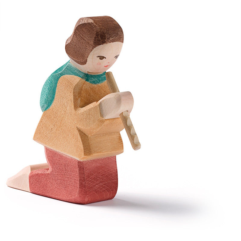 Ostheimer Shepherd Playing Flute wooden toy figurine at Milk Tooth Australia