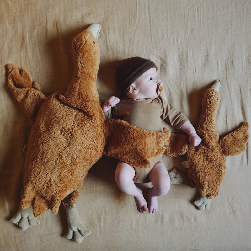 Senger | Cuddly Animal Goose Small Rust LIMITED EDITION w/ removable heat/cool pack at Milk Tooth Australia