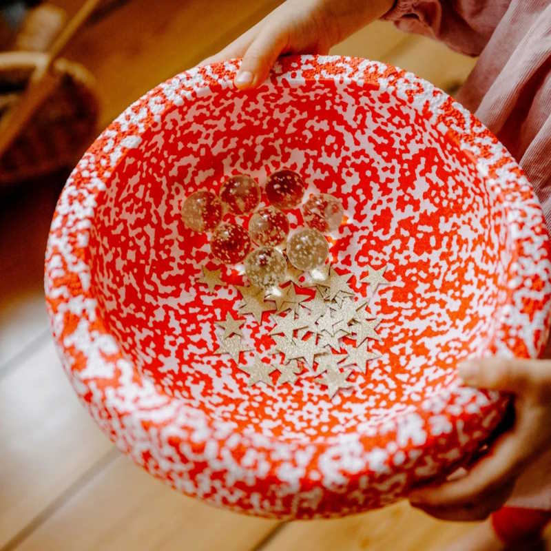 Stapelstein Christmas Limited Edition Stone Red & Blush at Milk Tooth Australia