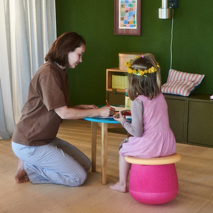Stapelstein Dynamic Set Small Flowers Pink Base Light Orange Balance Board at Milk Tooth Australia