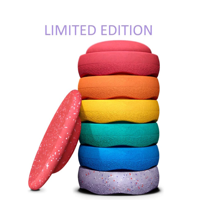 Stapelstein | Limited Edition Rainbow Classic 6+1 (Agaric Toadstool Board & Speckled Violet Stone)