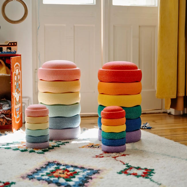 Stapelstein | Mini Rainbow Pastel Set of 6 + FREE SUPER CONFETTI MINI at Milk Tooth Australia