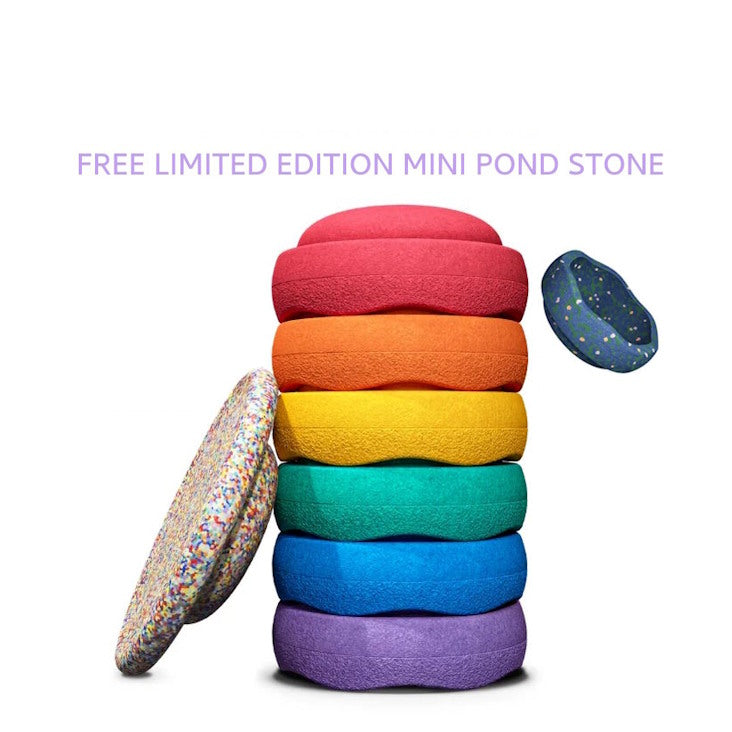 Stapelstein | Rainbow Classic 6+1 (Super Confetti Board) & FREE MINI POND STONE