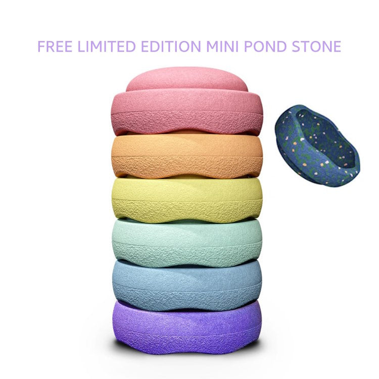 Stapelstein | Rainbow Pastel 6 & FREE MINI POND STONE