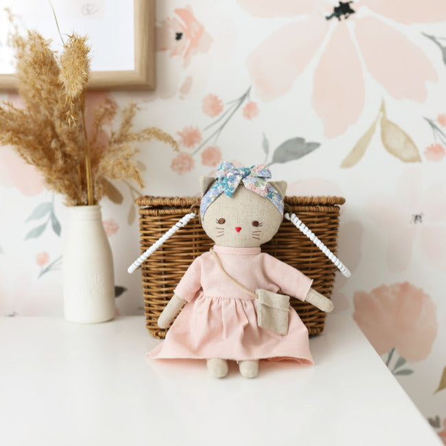 Alimrose | Mini Lilly Kitty | Pink Linen 26cm