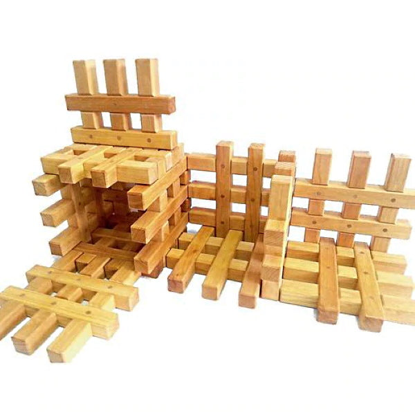 Bauspiel | Grids Natural | 2 Blocks Lattice Wooden Building Blocks