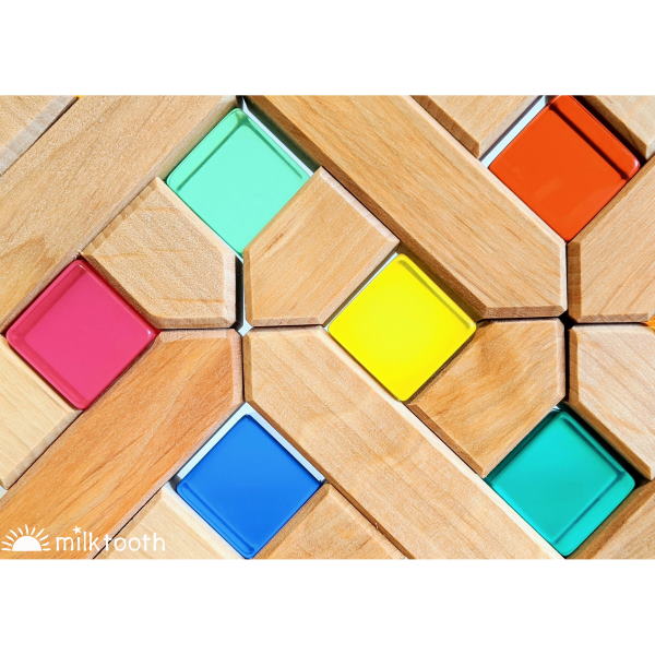 Bauspiel X-Shapes Wooden Blocks & Lucite Cubes