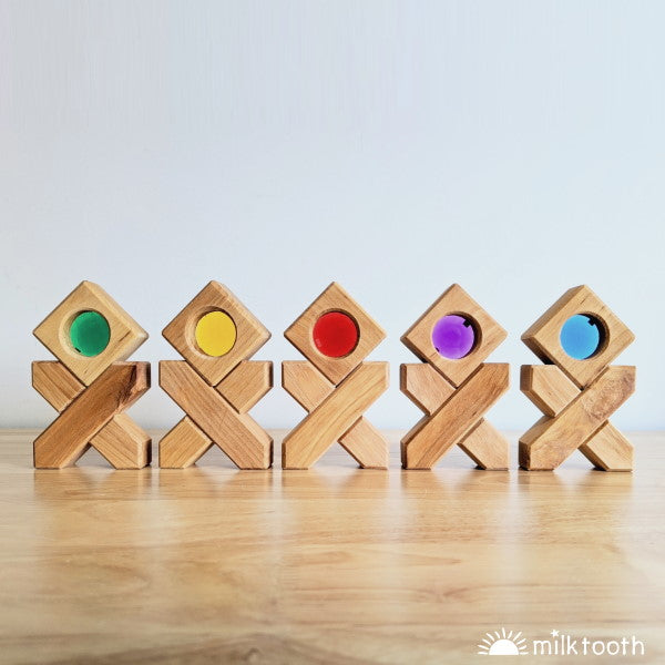 Bauspiel Windows & X-Shapes wooden bulding blocks