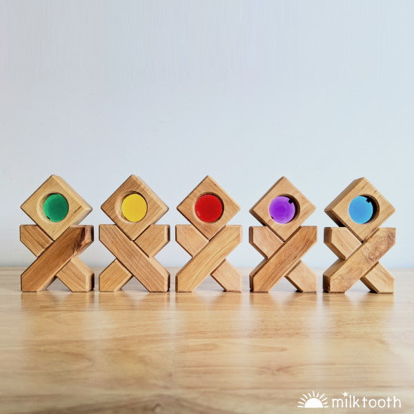 Bauspiel Windows & X-Shapes wooden bulding blocks