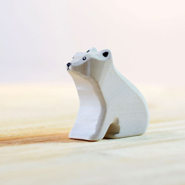 Bumbu Toys | Polar Bear Cub Sitting wooden toy at Milk Tooth