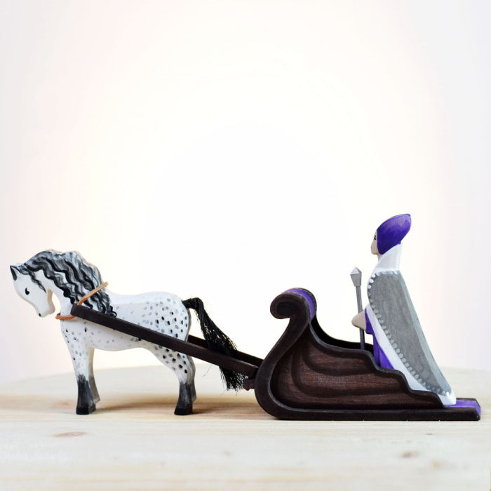 Bumbu Toys | Snow Queen Sleigh & White Horse wooden toys at Milk Tooth