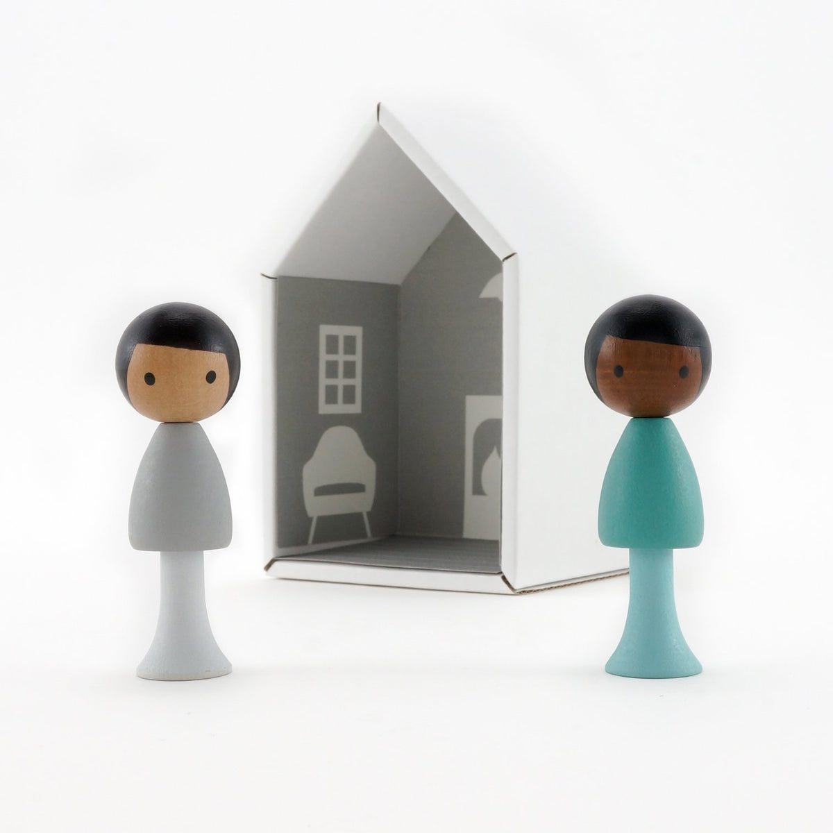 CLiCQUES | Magnetic Wooden Toys | Sam & Justin boys aqua grey