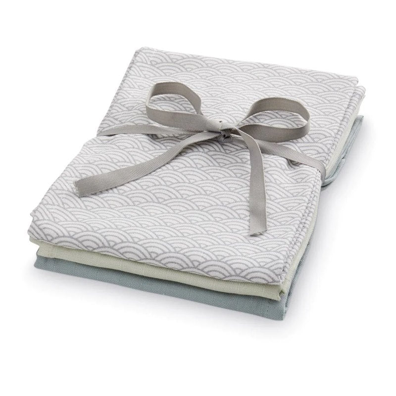 Cam Cam | Organic Muslin 3 Pack | Grey Wave Petroleum Mint at Milk Tooth