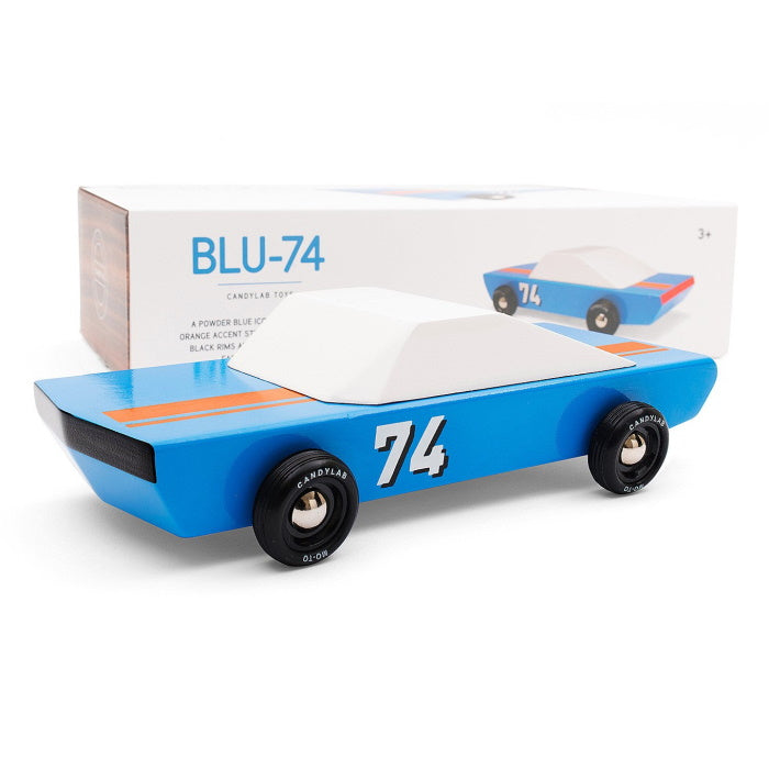Candylab | Blu 74 wooden toy racing car at Milk Tooth