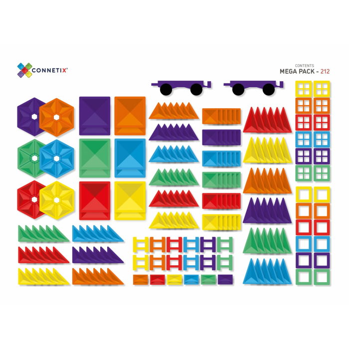 Connetix Rainbow Mega Pack 212 Tiles pack contents at Milk Tooth