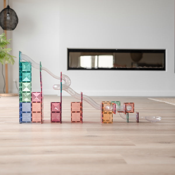 Connetix Tiles | 80 Piece Pastel Ball Run Expansion Pack at Milk Tooth