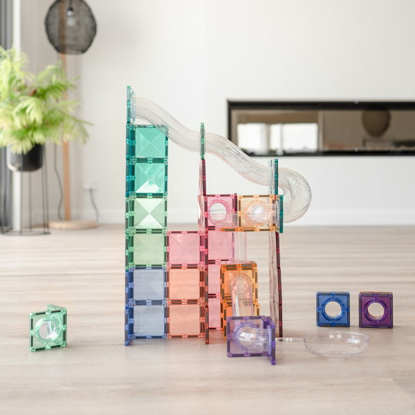 Connetix Tiles | 80 Piece Pastel Ball Run Expansion Pack at Milk Tooth