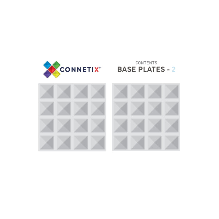 Connetix Tiles | 2 Piece Clear Base Plates pack contents at Milk Tooth