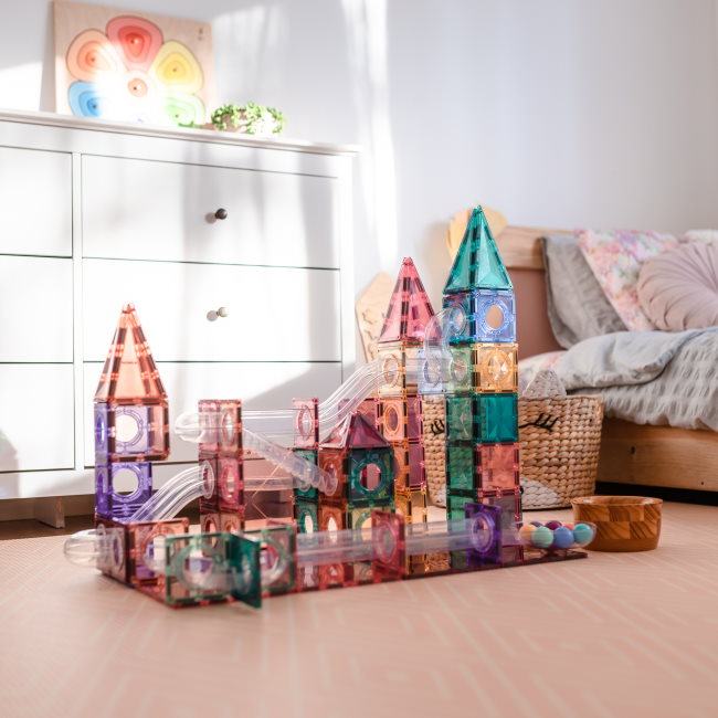 Connetix Tiles | 106 Piece Pastel Ball Run | Magnetic Tiles at Milk Tooth