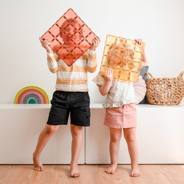 Connetix Tiles | 2 Piece Pastel Base Plates | Lemon & Peach at Milk Tooth