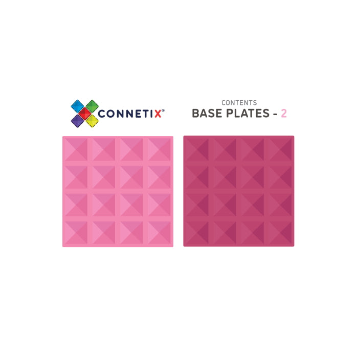 Connetix Tiles | 2 Piece Pastel Base Plates | Pink & Berry pack contents at Milk Tooth