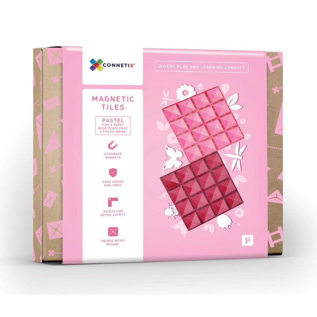Connetix Tiles | 2 Piece Pastel Base Plates | Pink & Berry at Milk Tooth