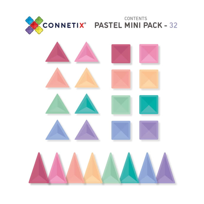 Connetix Tiles | 32 Piece Pastel Mini Pack at Milk Tooth