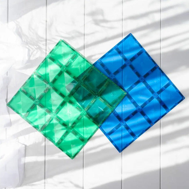 Connetix Tiles | 2 Piece Rainbow Base Plates | Blue & Green at Milk Tooth