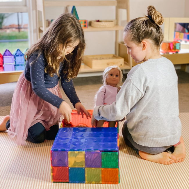 Connetix Tiles | 2 Piece Rainbow Base Plates | Blue & Green at Milk Tooth