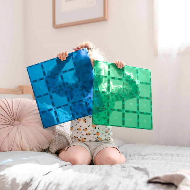 Connetix Tiles | 2 Piece Rainbow Base Plates | Blue & Green at Milk Tooth