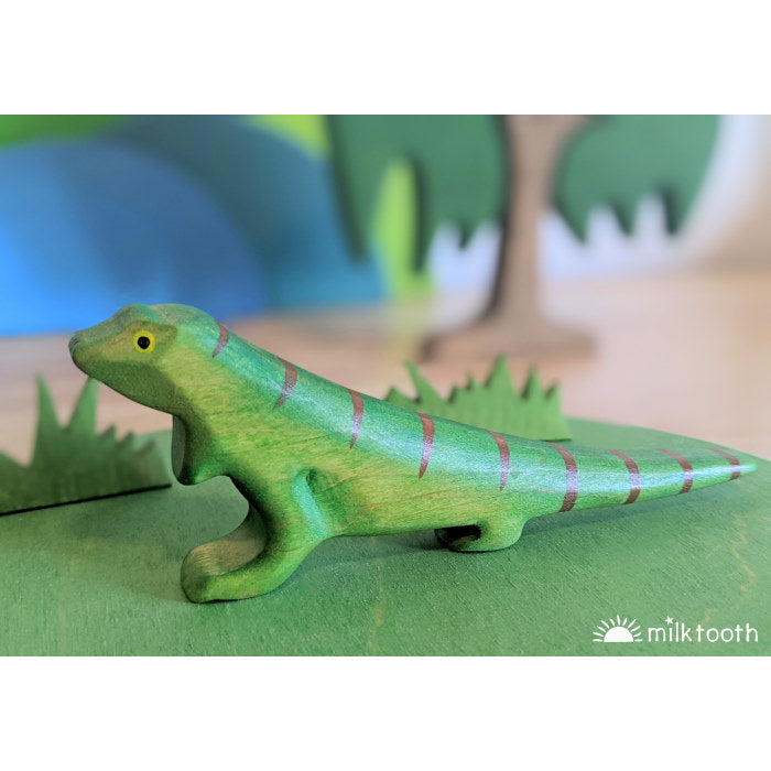 Forest Melody | Wooden Iguana Goanna Lizard | Toy Animal Figurine