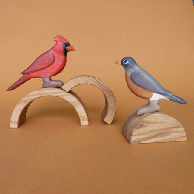 Forest Melody Robin and Cardinal Bird wooden toys at Milk Tooth