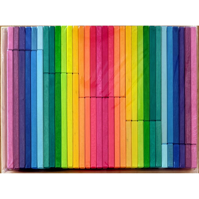 Gluckskafer | Rainbow Building Slats in Tray | 64 Pieces