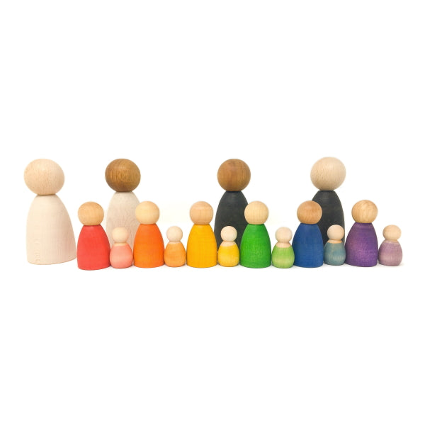 Grapat | Adult Nins in Light Wood | Wooden Peg People Toys