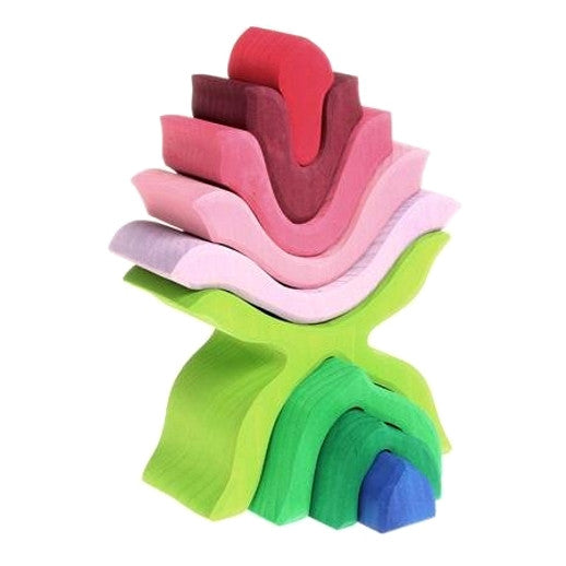 Grimm's Spiel Und Holz | Wooden Flower Stacking Toy | Milk Tooth