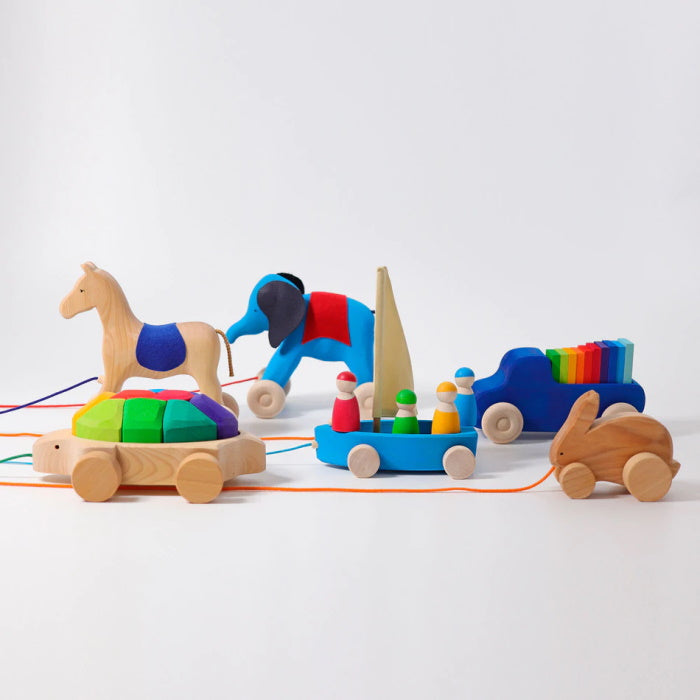 Grimm's | Rainbow Turtle Pull Along at Milk Tooth
