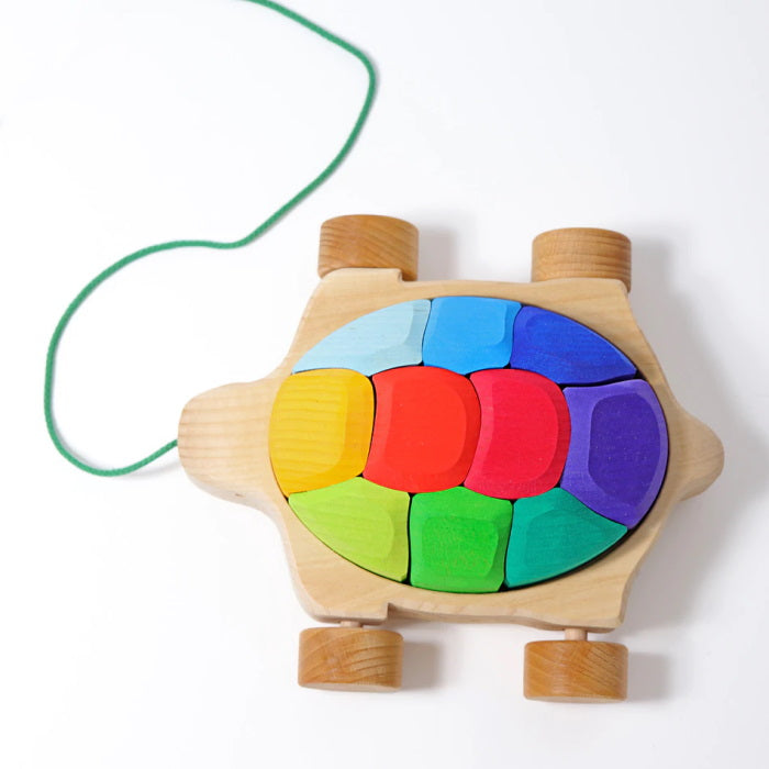 Grimm's | Rainbow Turtle Pull Along at Milk Tooth
