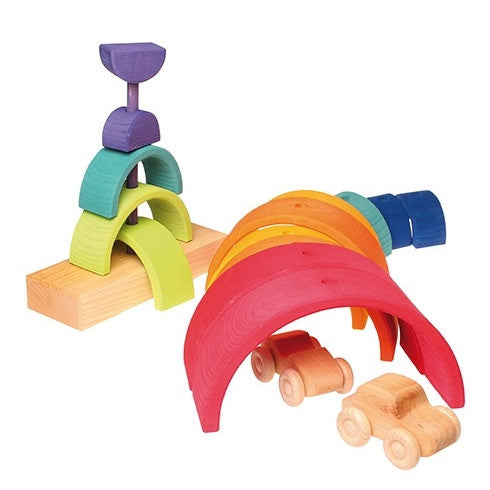 Grimm's | Double Rainbow | Wooden Stacking Toy | Milk Tooth