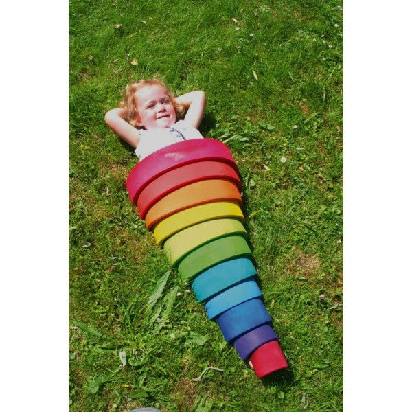 Grimm's Spiel & Holz | Wooden Rainbow Stacking Toy | Extra Large