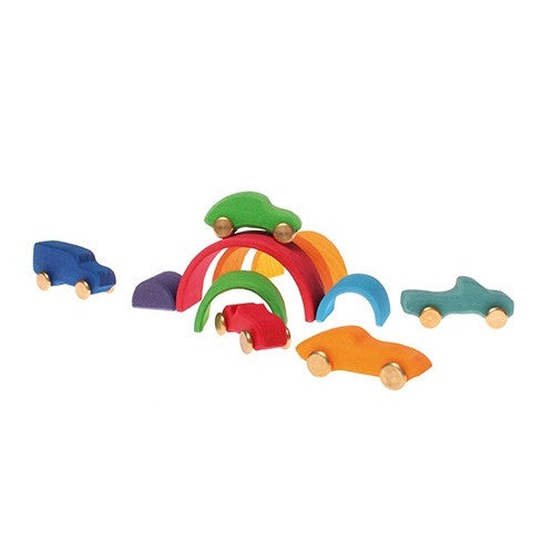 Grimm's | Small Wooden Rainbow Stacking Toy | Milk Tooth