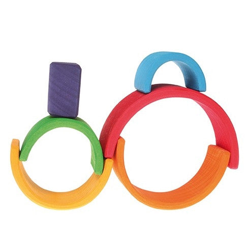 Grimm's | Rainbow Stacker Toy | Wooden | Small | Milk Tooth