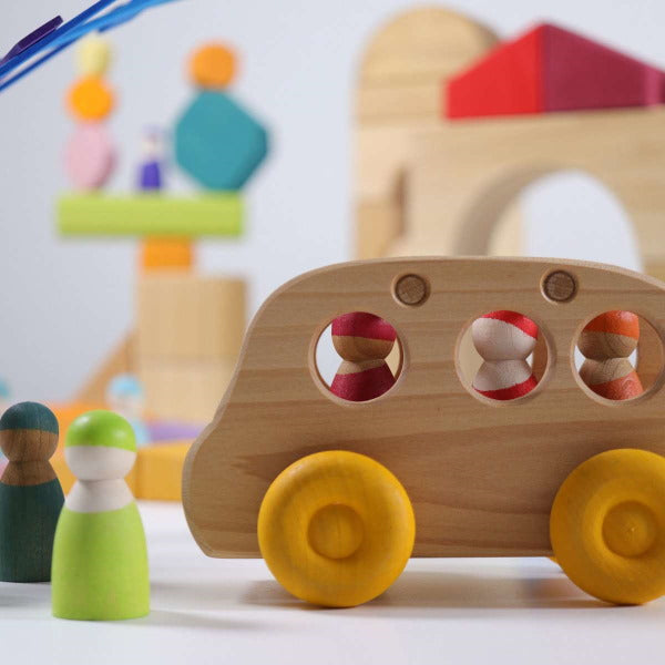 Grimm's 12 Rainbow Friends wooden peg people