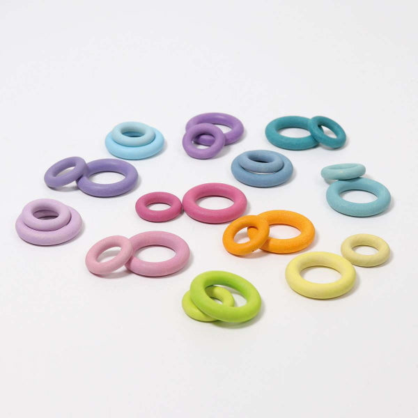 Grimm's | Building Rings | Pastel | Set of 24 Wooden Toys