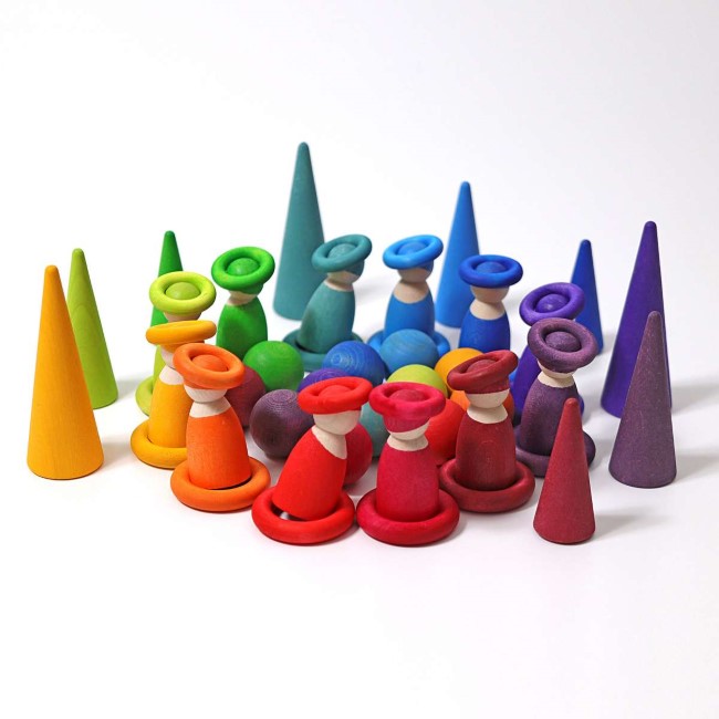 Grimm's | Building Rings | Rainbow | Set of 24 Wooden Toys